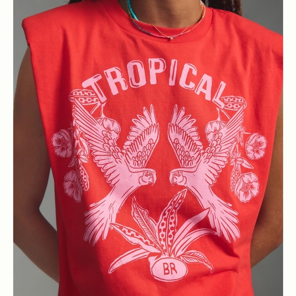 FARM Rio Red Tropical Muscle Tee - Picture 2 of 8